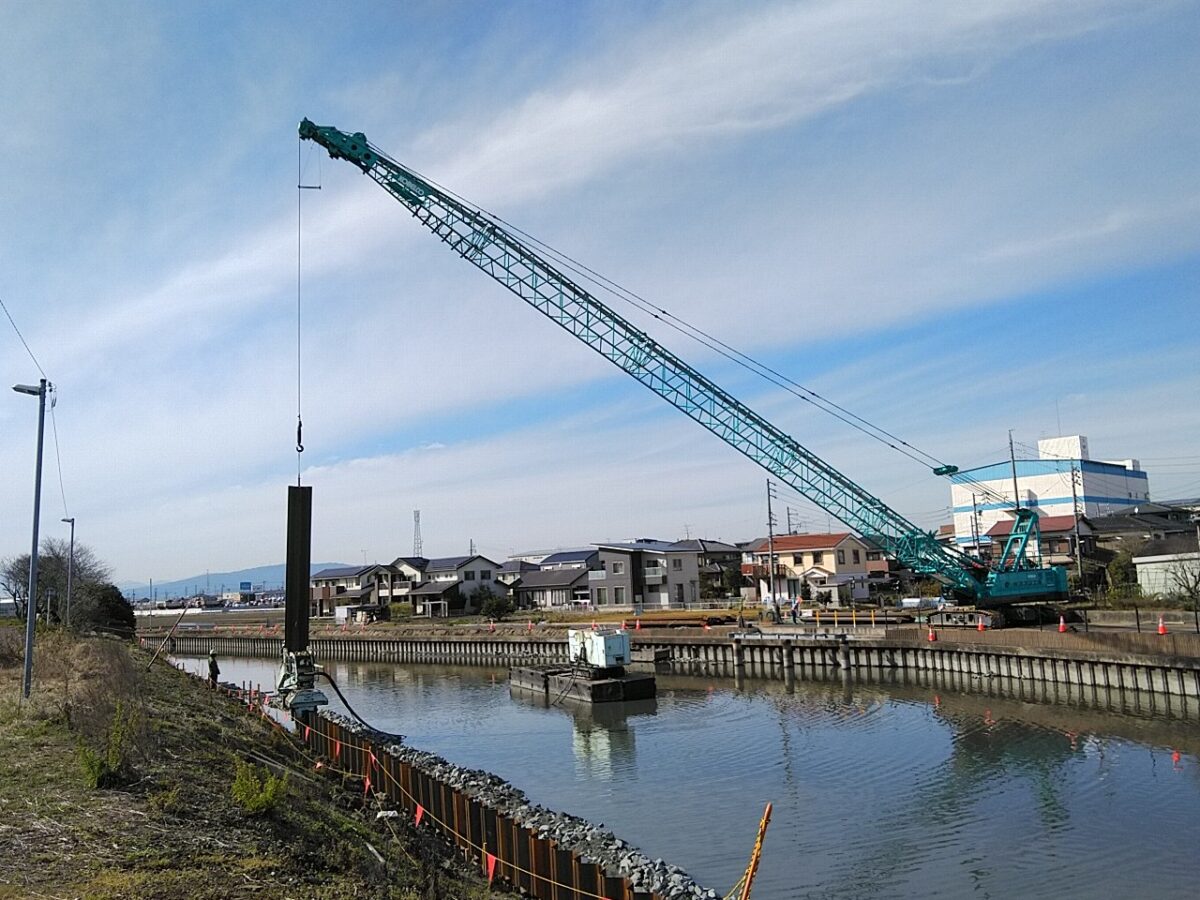 海部建設株式会社の農業農村整備工事（地盤沈下対策事業 飛島北部地区 古政川その５工事）