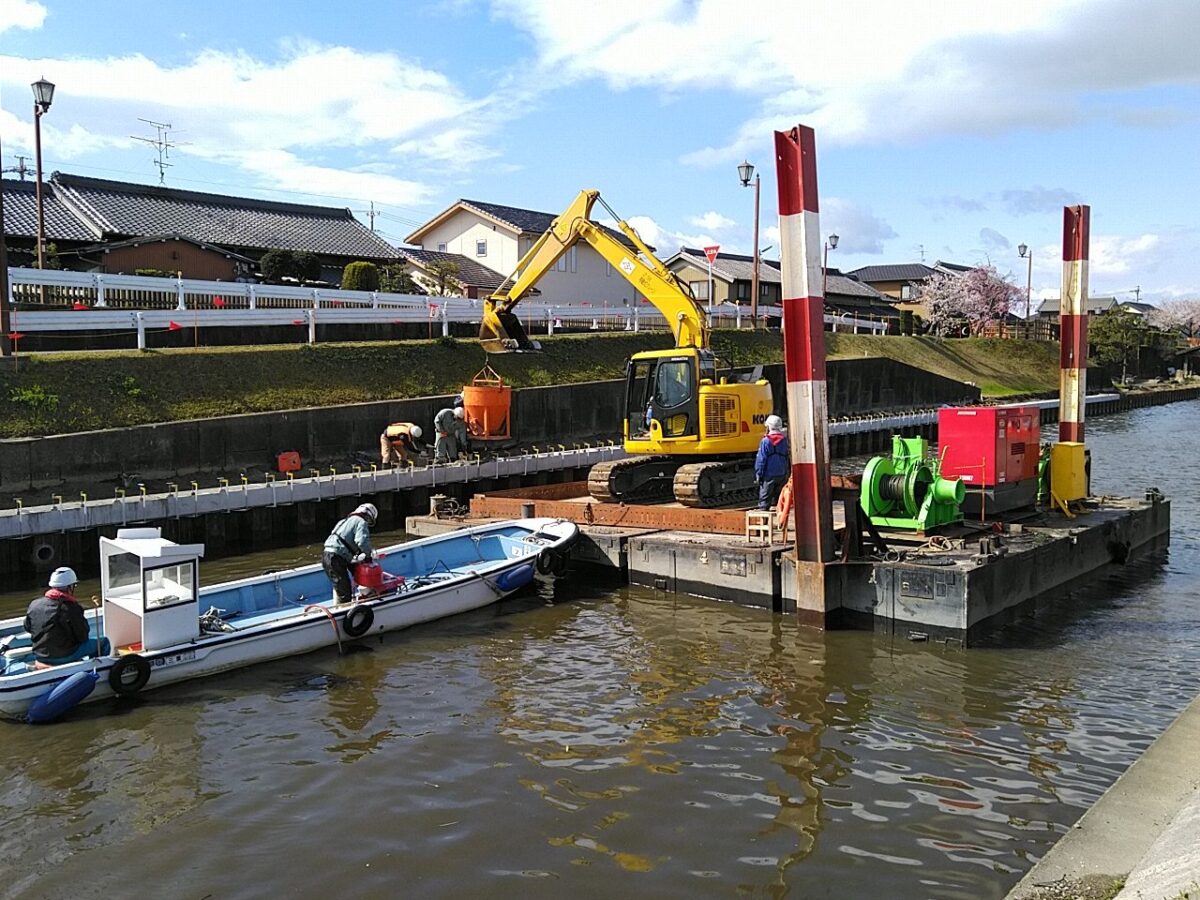 海部建設株式会社の農業農村整備工事（地盤沈下対策事業 飛島北部地区 古政川その５工事）