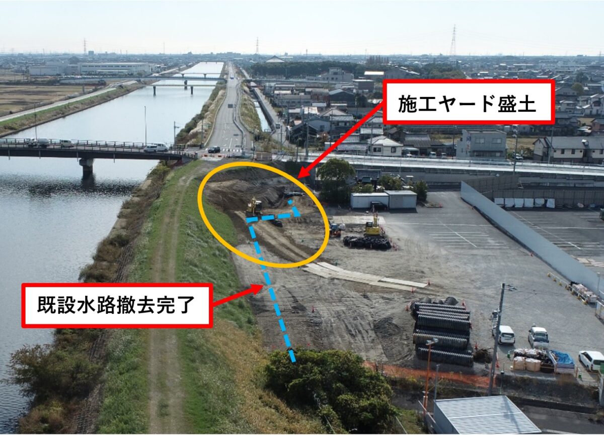 海部建設株式会社の道路工事(中小河川改良工事(防災安全))