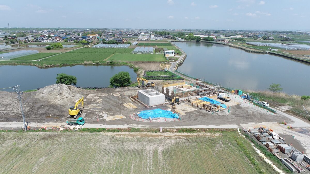 海部建設株式会社の農業農村整備工事(たん水防除事業 新立田輪中地区 北部排水機場 機場工及び送水路工その2工事)