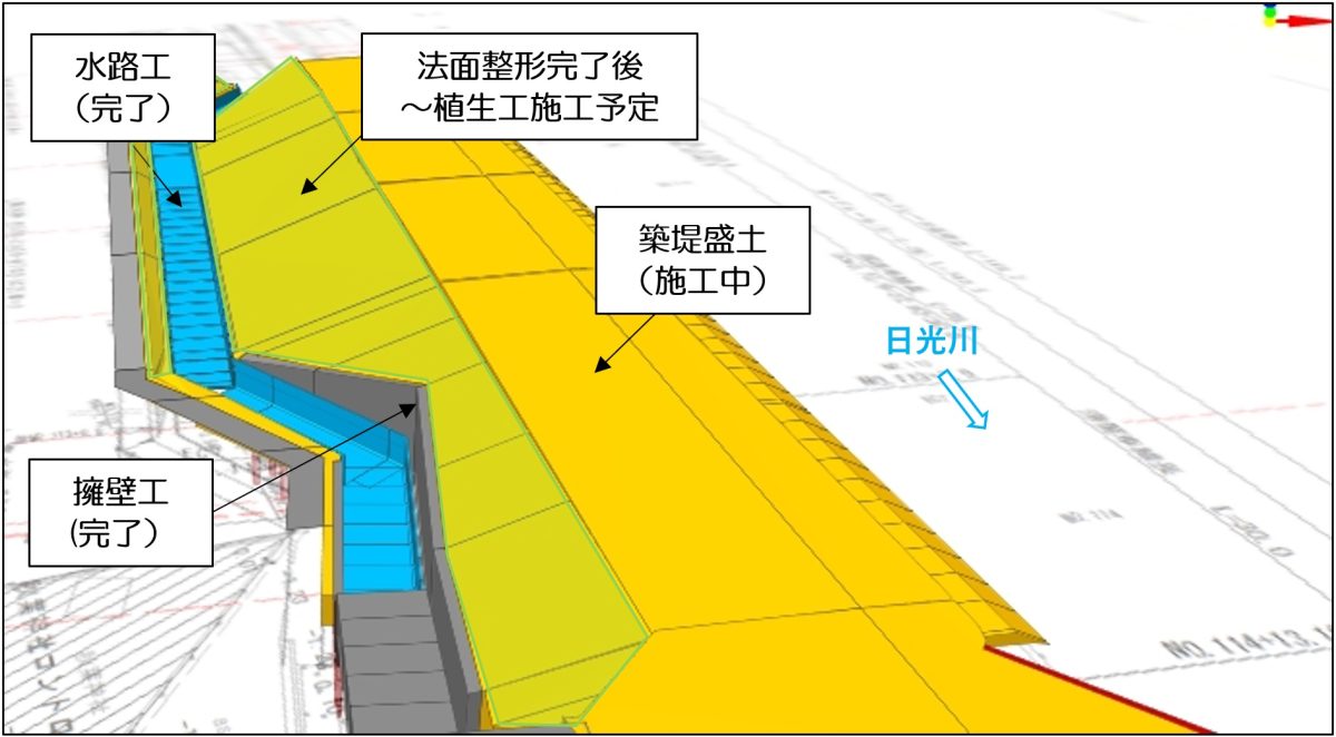 海部建設株式会社の道路工事（中小河川改良工事(防災安全)(諸桑区間その2)(遠隔臨場・ICT簡易)(R3国補正)）