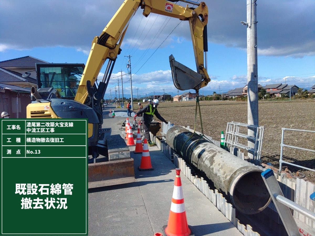 海部建設株式会社の農業農村整備工事（濃尾第二改築大宝支線中流工区工事）