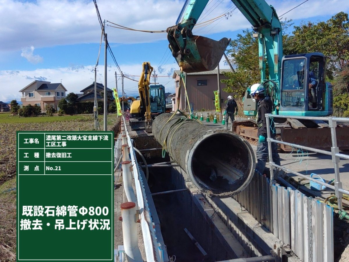 海部建設株式会社の農業農村整備工事（濃尾第二改築大宝支線下流工区工事）